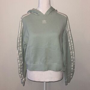 Adidas cropped 3 stripe mint green hoodie